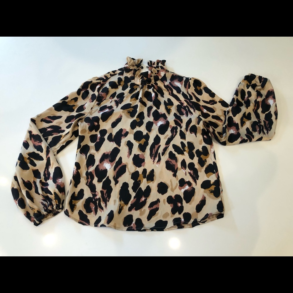 SHEIN Long Sleeve Silk Leopard Top Size XS